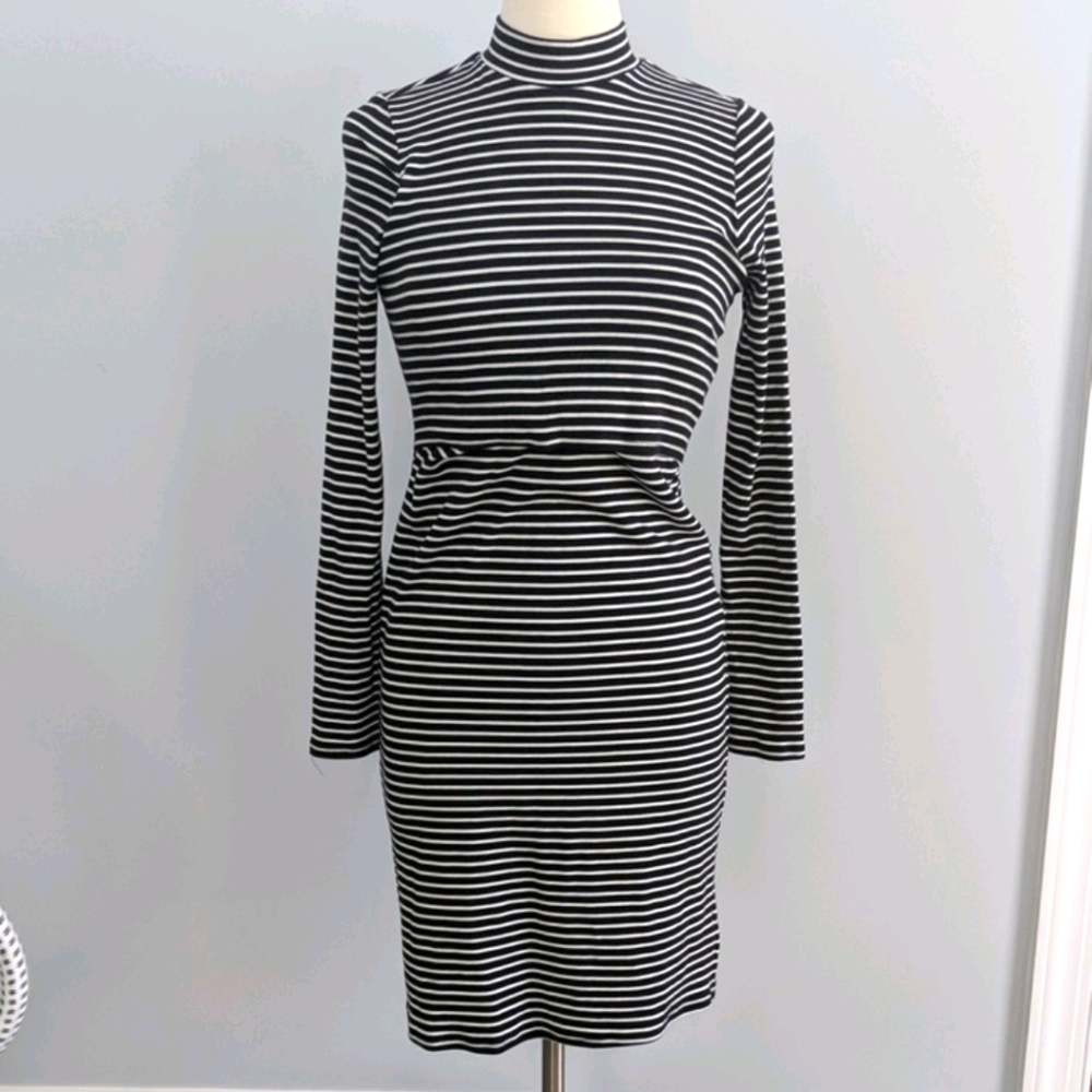 Motherhood Maternity Nursing Stripe Dress NEW
